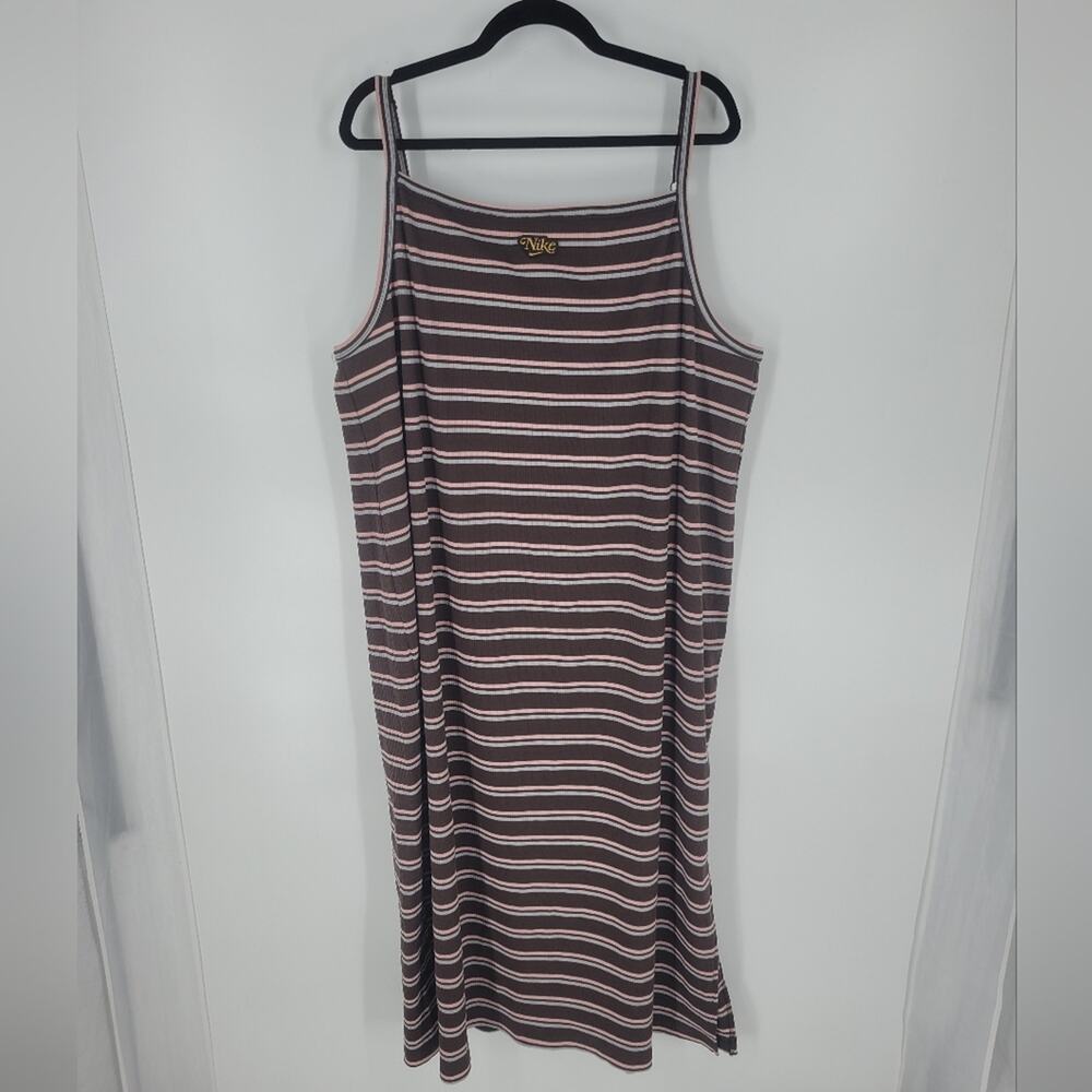 Nike Brown Pink Stripe Sleeveless Midi Dress 2X